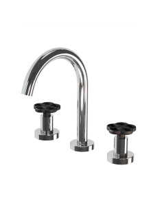 Blumé - Juego Negro Y Cromo Bimando Para Lavatorio De Baño.