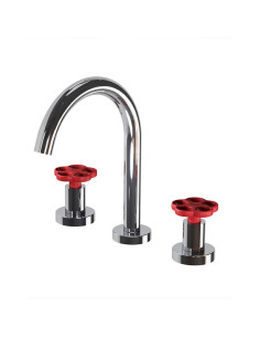 Blumé - Juego Rojo Y Cromo Bimando Para Lavatorio De Baño.