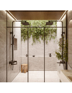 Zafiro Ducha Barral Monocomando Con Flor De Ducha, Duchador Manual Y Lavapies Negro 2