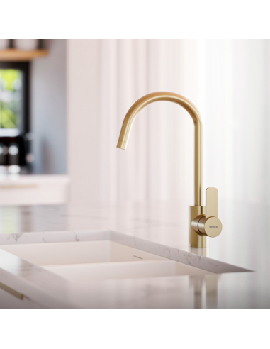 Hera Cocina Monocomando Para Mesada Dorado