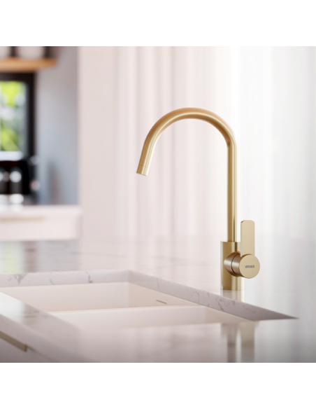 Hera Cocina Monocomando Para Mesada Dorado