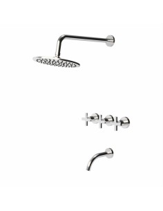 Cruxia  -  Juego Cromo Bimando Para Ducha De Embutir De Baño.