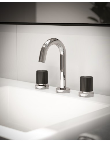 Leda Lavatorio Pdi Bimando Para Mesada Negro Y Cromo