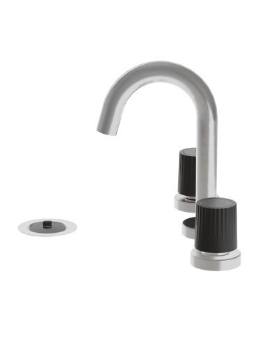 Leda Lavatorio Pdi Bimando Para Mesada Negro Y Cromo