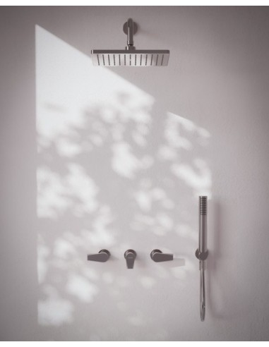 Zafiro Ducha De Embutir Bimando Con Flor De Ducha Y Duchador Manual