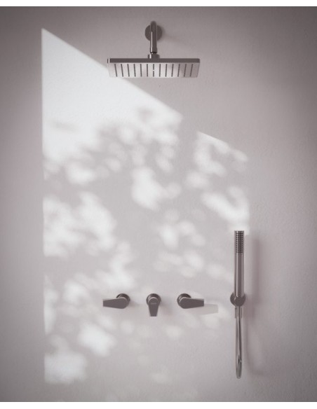 Zafiro Ducha De Embutir Bimando Con Flor De Ducha Y Duchador Manual