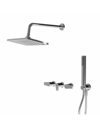 Zafiro Ducha De Embutir Bimando Con Flor De Ducha Y Duchador Manual