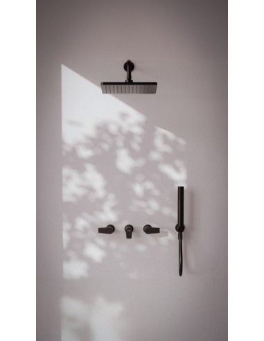 Zafiro Ducha De Embutir Bimando Con Flor De Ducha Y Duchador Manual Negro