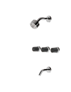 Leda Ducha De Embutir Bimando Con Flor De Ducha Y Lavapies Negro Y Cromo