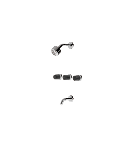 Leda Ducha De Embutir Bimando Con Flor De Ducha Y Lavapies Negro Y Cromo