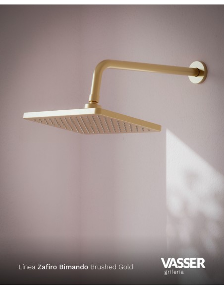 Zafiro Ducha De Embutir Bimando Con Flor De Ducha Y Duchador Manual Dorado
