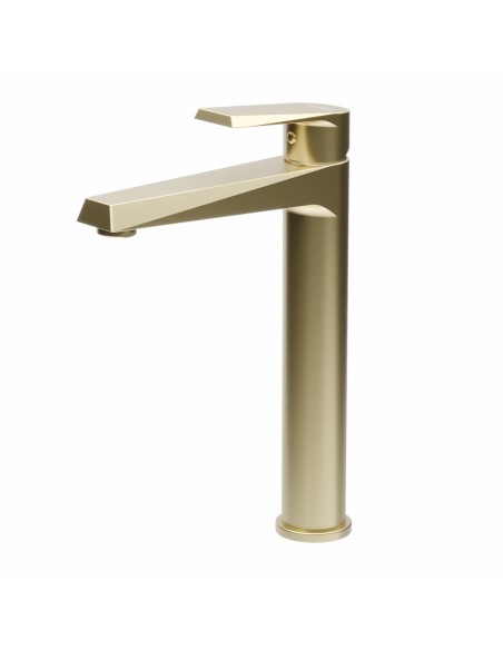 Zafiro Lavatorio Monocomando Alto Para Mesada Dorado