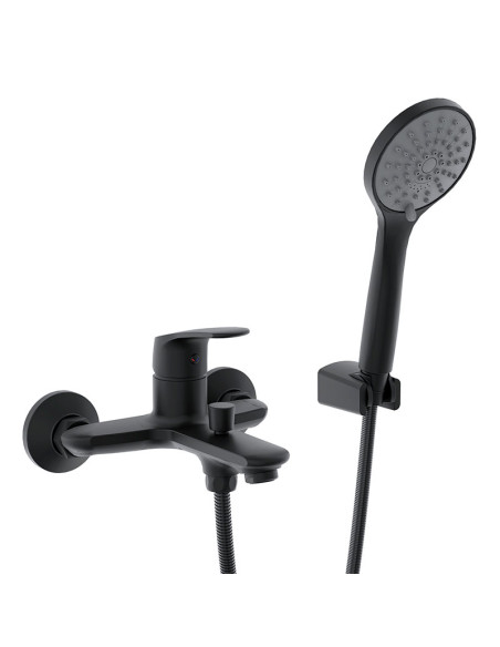 Kassia Ducha Exterior Monocomando Con Duchador Manual Y Lavapies Negro