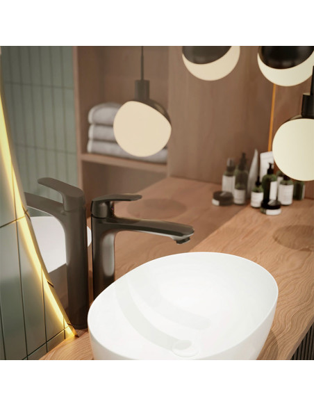 Kassia Lavatorio Monocomando Alto Para Mesada Negro