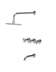 Cyrano -  Juego Cromo Bimando Para Ducha De Embutir De Baño.