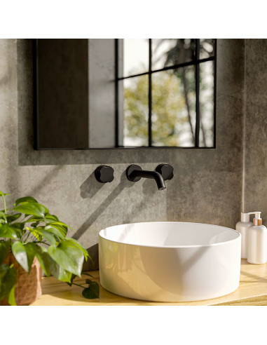 Senza Lavatorio Bimando Para Pared Negro