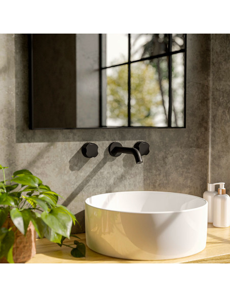 Senza Lavatorio Bimando Para Pared Negro