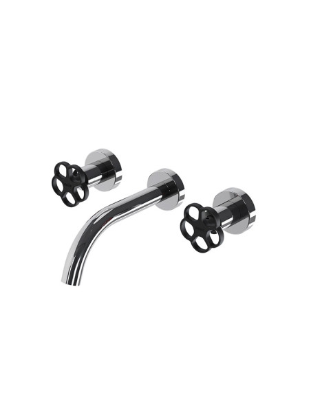 Blumé Lavatorio Bimando Para Pared Negro Y Cromo