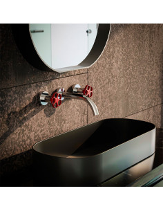 Blumé - Juego Rojo Y Cromo Bimando Para Pared De Lavatorio De Baño. 2