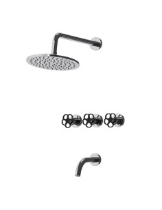 Blumé -  Juego Negro Y Cromo Bimando Para Ducha De Embutir De Baño.