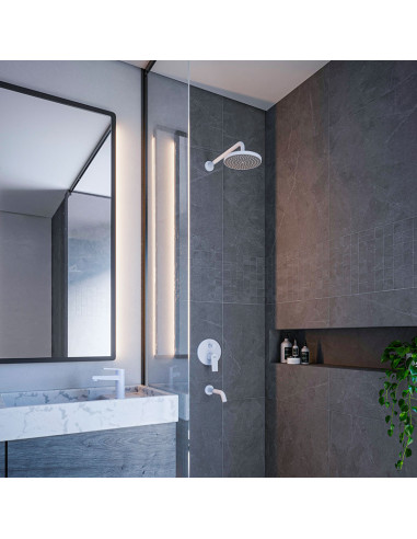 Zafiro Ducha De Embutir Monocomando Con Flor De Ducha Y Lavapies Blanco