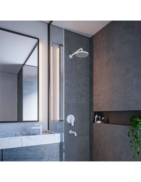 Zafiro Ducha De Embutir Monocomando Con Flor De Ducha Y Lavapies Blanco