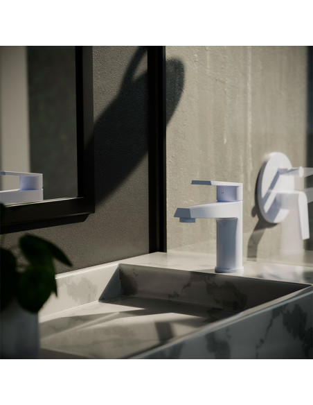 Zafiro Lavatorio Monocomando Bajo Para Mesada Blanco