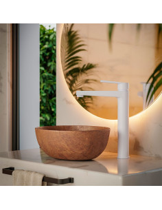 Zafiro Lavatorio Monocomando Alto Para Mesada Blanco 2