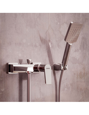 Zafiro Ducha Exterior Monocomando Con Duchador Manual Y Lavapies