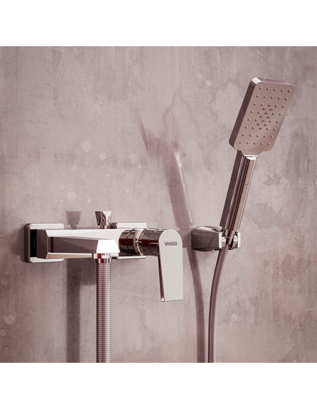 Zafiro Ducha Exterior Monocomando Con Duchador Manual Y Lavapies