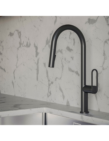 Jaspe Cocina Monocomando Electrónica Para Mesada Con Pico Extensible Negro