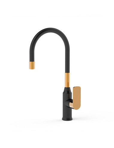 Agatha Cocina Monocomando Para Mesada Negro Y Dorado