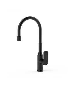 Agatha - Juego Negro Monocomando Para Mesada De Cocina Con Pico Flexible.